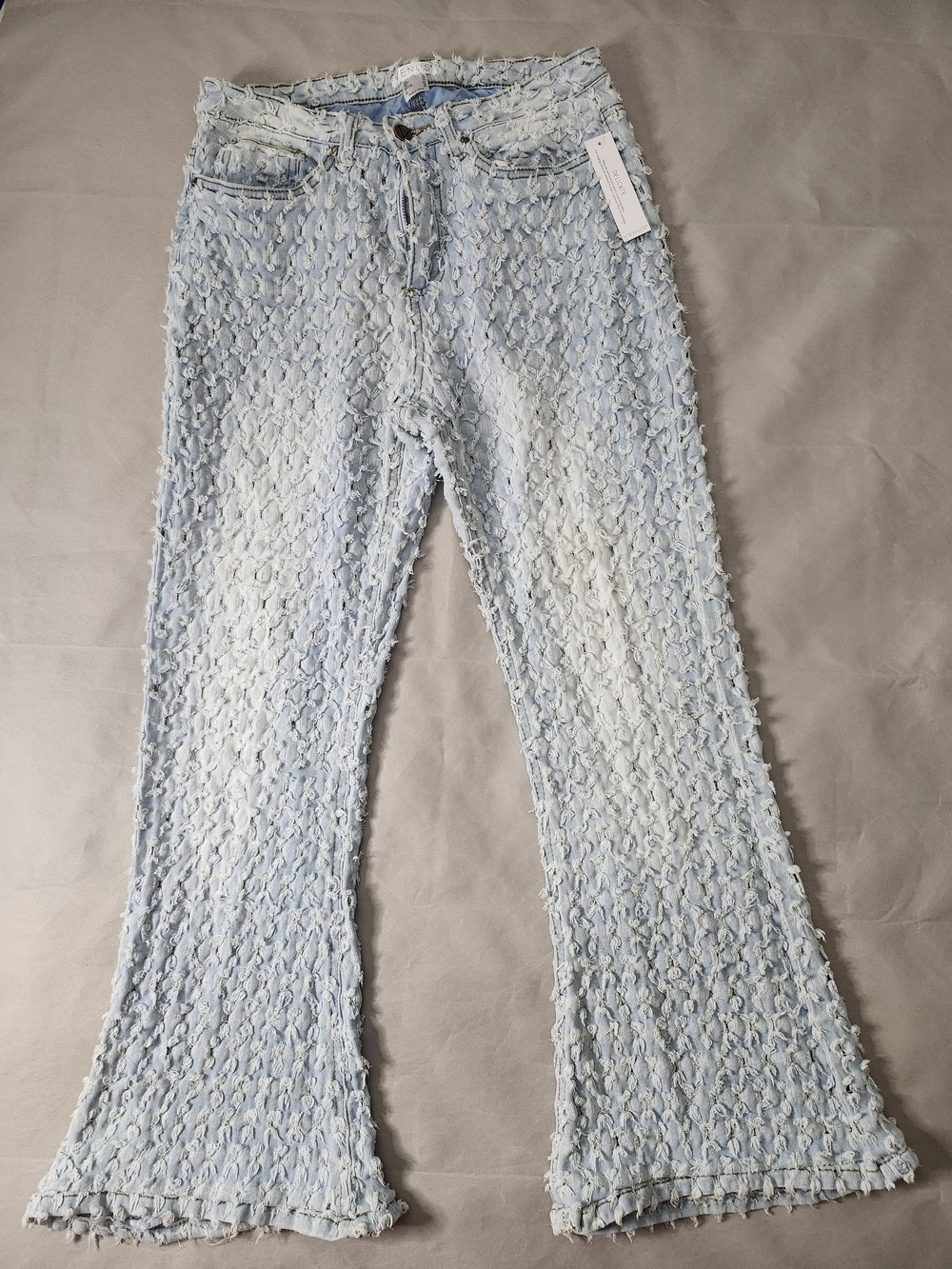 VENUS Light Wash Textured Flare Jeans